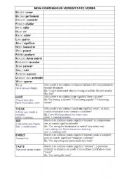 English Worksheet: STATIVE / UNCOUNTINUOUS VERBS