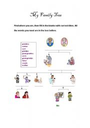 English Worksheet: My family tree work