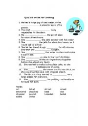 English Worksheet: Quiz on Verbs for Cooking
