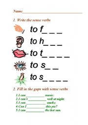 English Worksheet: sense verbs