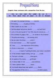 English Worksheet: Prepositions!