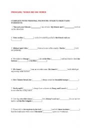 English worksheet: pronouns,countries and nationalities
