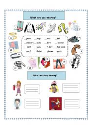 English Worksheet: What are you wearing?