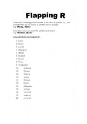 English Worksheet: Flapping R