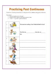 English worksheet: Practicing Past Continuous