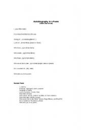 English Worksheet: Autobiography in a Poem