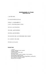 English worksheet: Autobiography in a Poem