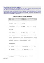 Classic Literature Cryptogram and Crossword