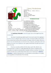 English Worksheet: List of essential library vocabularies