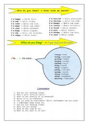 English Worksheet: How do you feel?  X  what are you doing? 