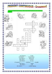 PRESENT CONTINUOUS - CROSSWORD