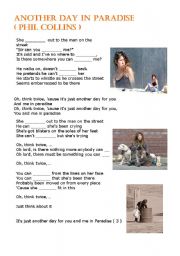 Song Worksheet: Another Day in Paradise (Personal and Object Pronouns)