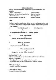 English Worksheet: Indirect questions