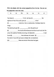 English worksheet: preposition worksheet