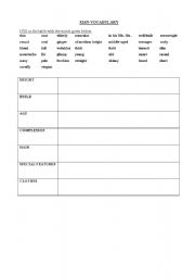 English worksheet: man-vocabulary