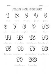 English Worksheet: Numbers up to 20