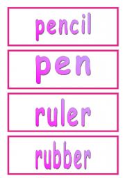 English worksheet: School Objects word cards
