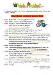 English Worksheet: Which Hobby? Reading comprehension