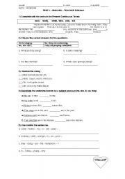 English worksheet: TEST - 6h