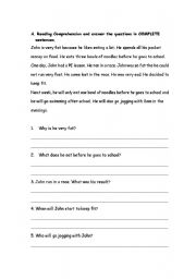 English worksheet: comprehension 3