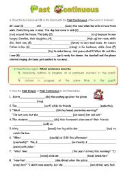 English Worksheet: Past Continuous and Past Simple