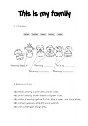 English Worksheet: This is my family