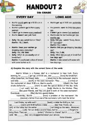 English Worksheet: Present simple vs Past  Simple tense