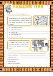 English Worksheet: READING TIME