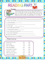 English Worksheet: reading time