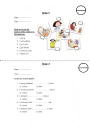 English Worksheet: Quiz-daily routines