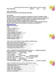 English worksheet: 1. quiz for elementry students