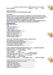 English Worksheet: 1. quiz for elementry students