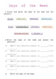 English Worksheet: Days of the week