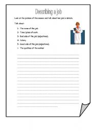 English worksheet: describe a job