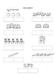 English Worksheet: HOW MANY? (cut and paste)