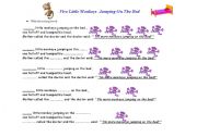 English Worksheet: Five Little Monkeys Jumping on the Bed/ Worksheet