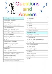English Worksheet: QUESTIONS AND ANSWERS