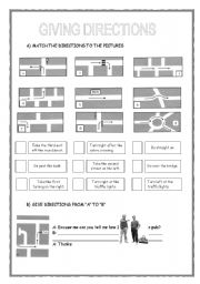 English Worksheet: GIVING DIRECTIONS 3RD PART