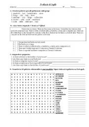 English Worksheet: test - 6th grade - house, furniture, pres. continuous