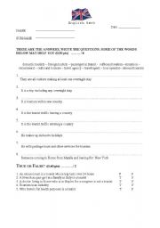 English Worksheet: English for tourism - test