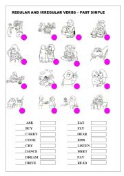 English Worksheet: REGULAR AND IRREGULAR VERBS - PAST SIMPLE 