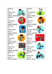 English Worksheet: Dialogue Cards (Greetings, Name, Age and Country)