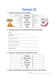 English Worksheet: Personal ID