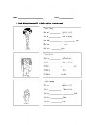 English Worksheet: physical descriptions