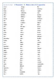 English Worksheet: OPPOSITES- translate, match