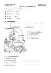 English Worksheet: singular and plural