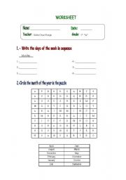 English Worksheet: month and days