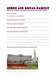 English Worksheet: Queen and Royal Family