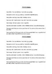 English Worksheet: food riddles