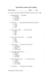 English Worksheet: Grammar and Vocabulary